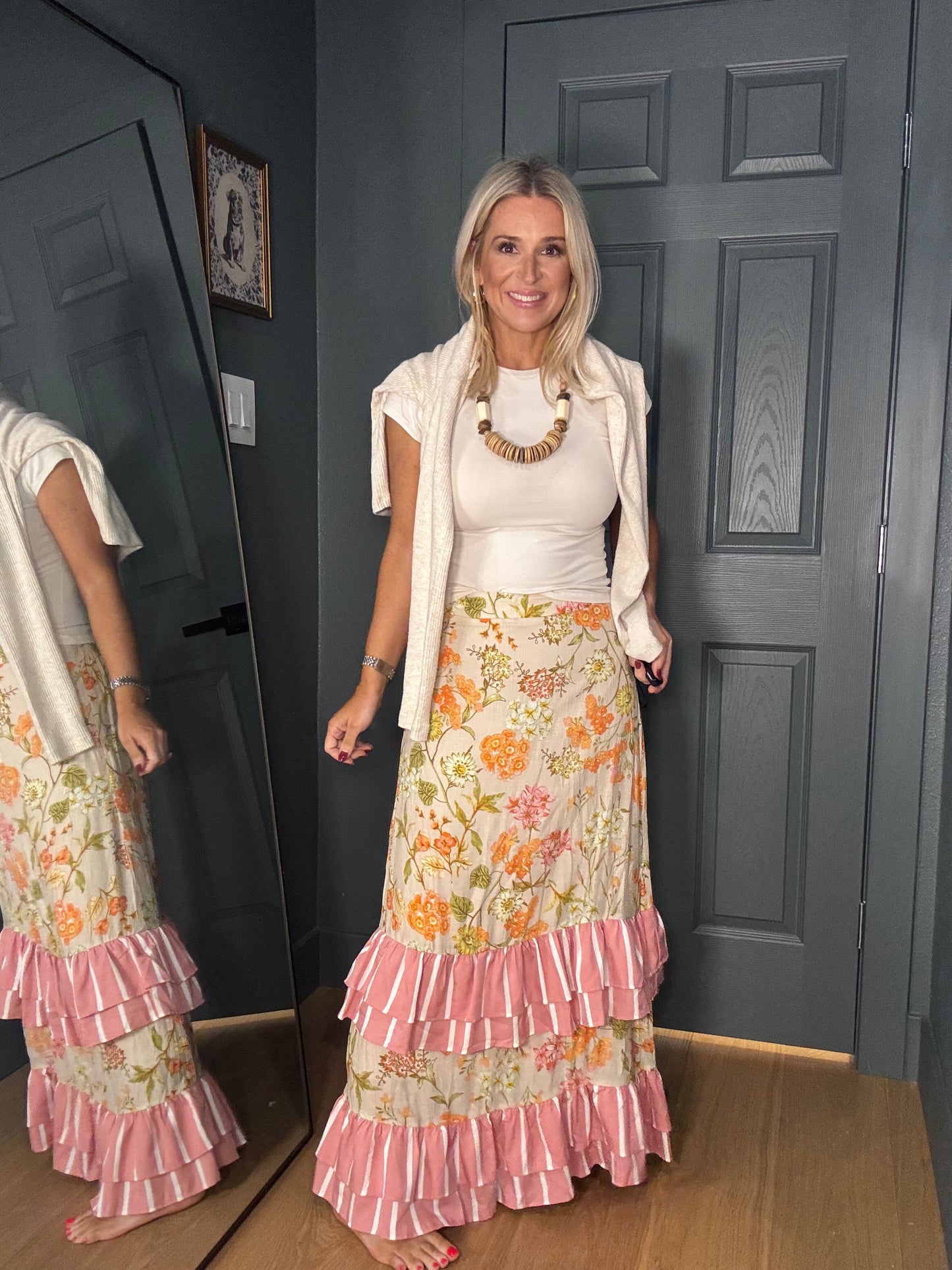 Floral & Stripes Skirt- FINAL SALE