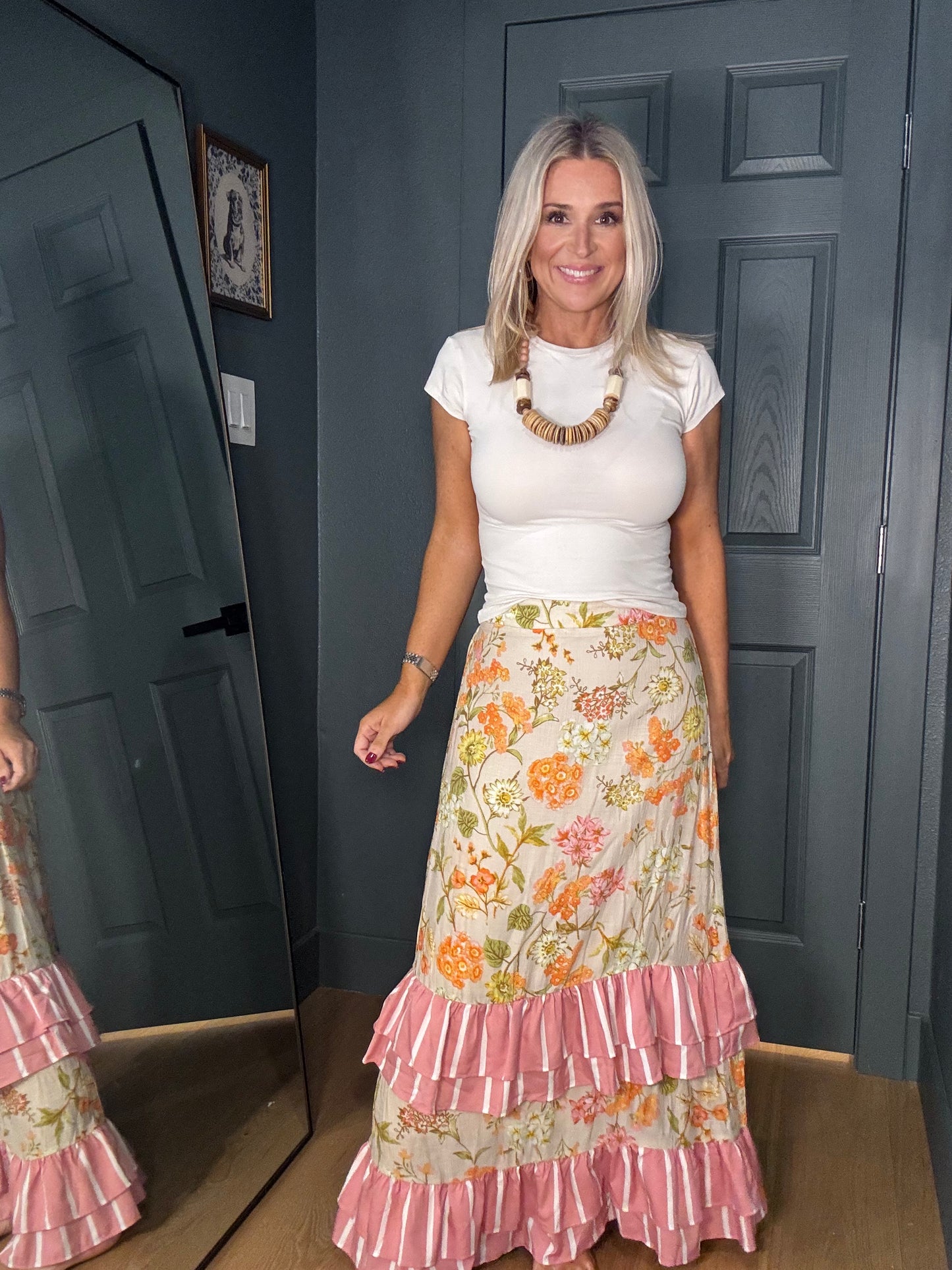 Floral & Stripes Skirt- FINAL SALE