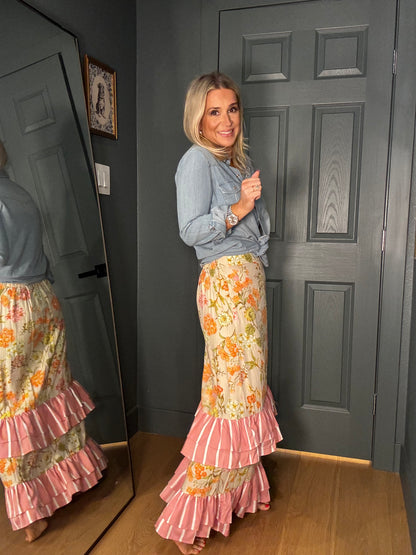 Floral & Stripes Skirt- FINAL SALE
