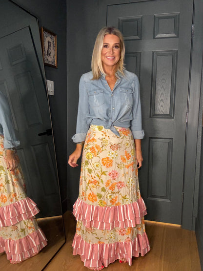 Floral & Stripes Skirt- FINAL SALE