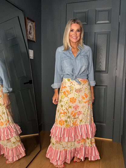 Floral & Stripes Skirt- FINAL SALE
