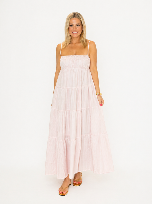 Pink Striped Midi