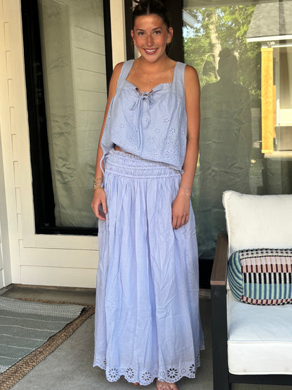 Eyelet Lace Midi Skirt- FINAL SALE