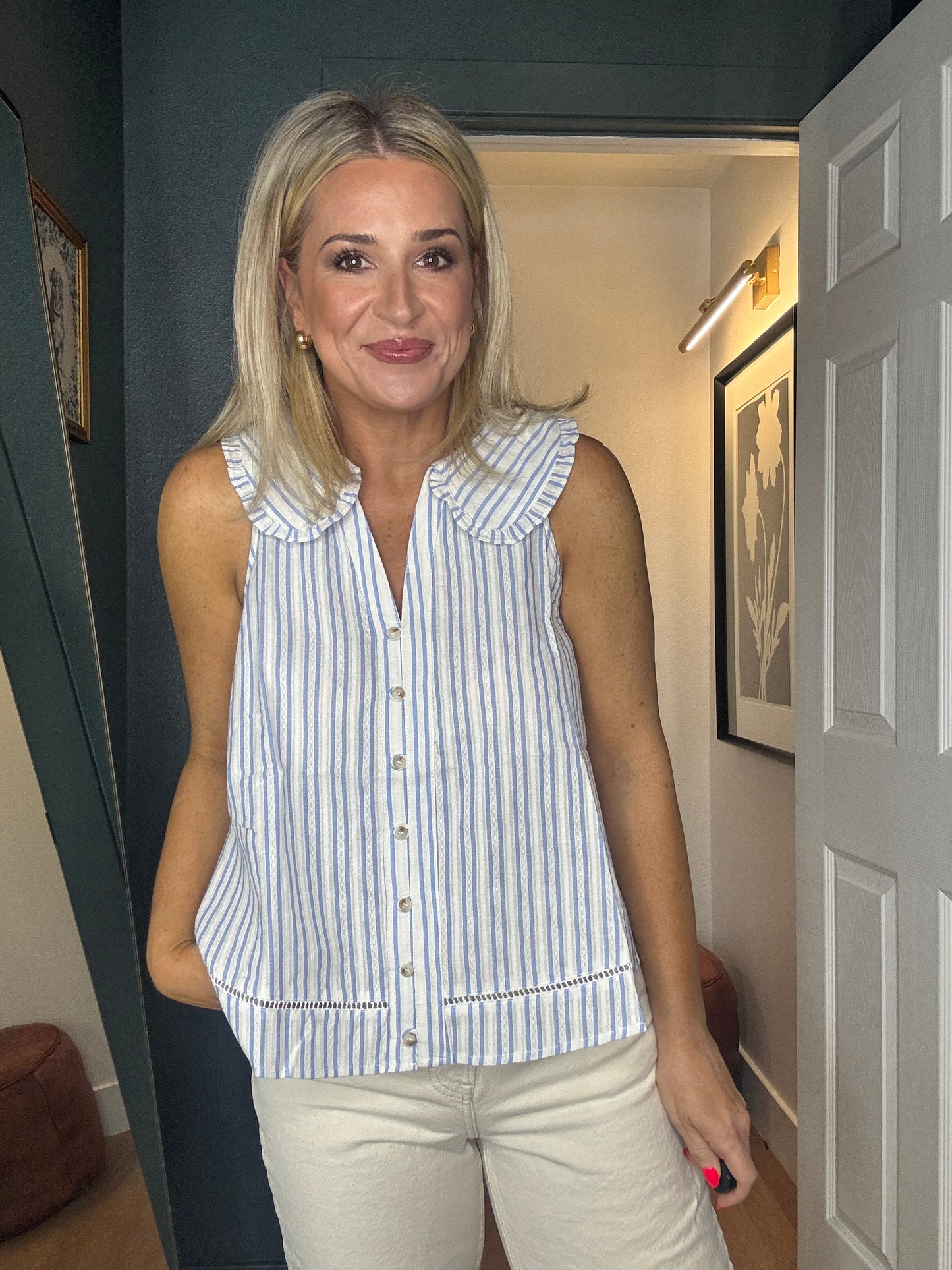 Chambray Striped Tank