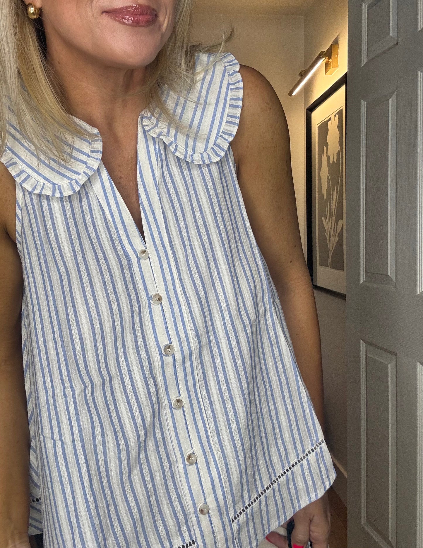 Chambray Striped Tank