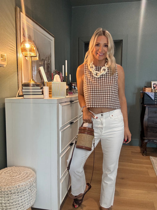 Mocha and Plaid Top- FINAL SALE