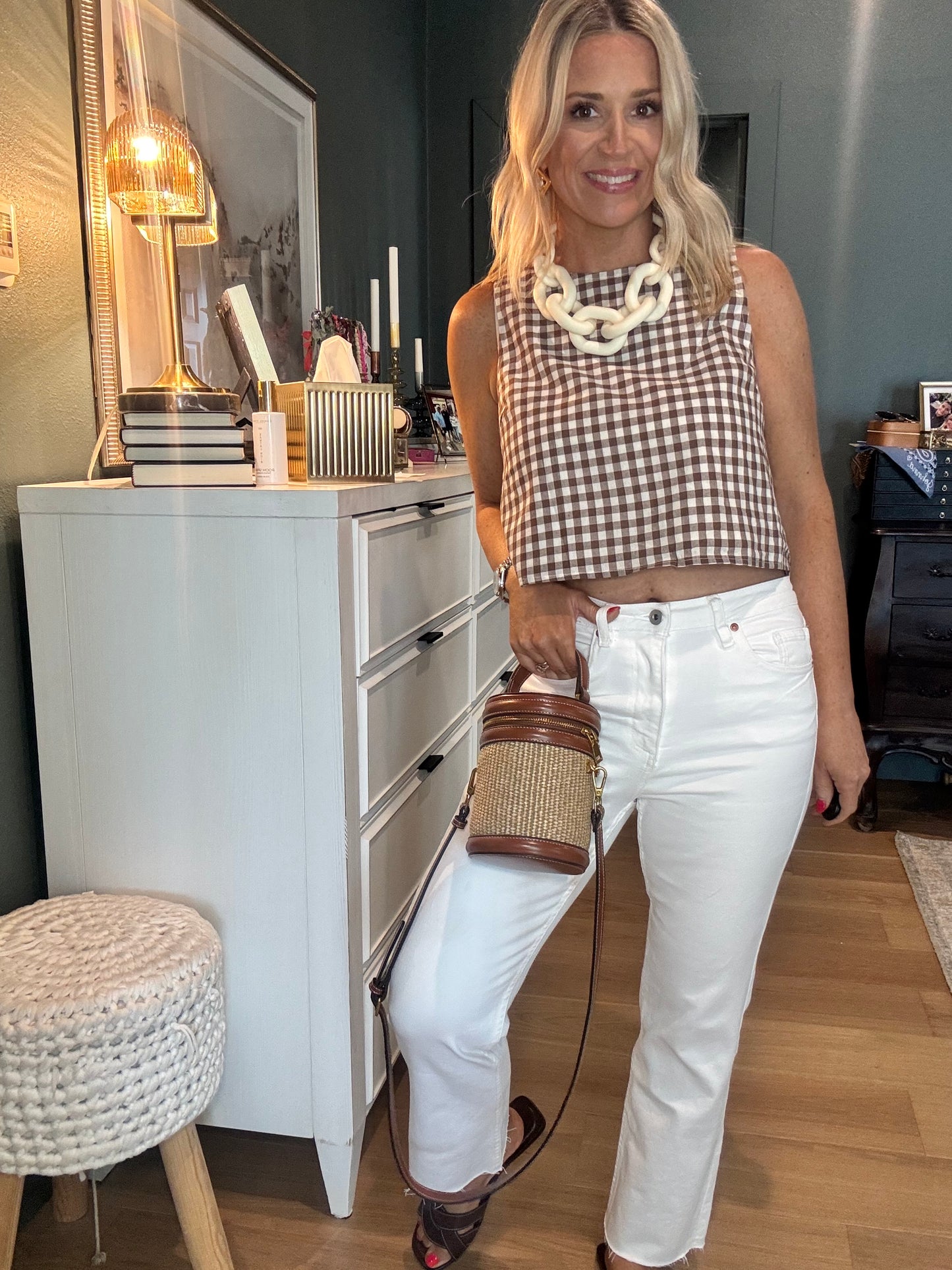 Mocha and Plaid Top- FINAL SALE