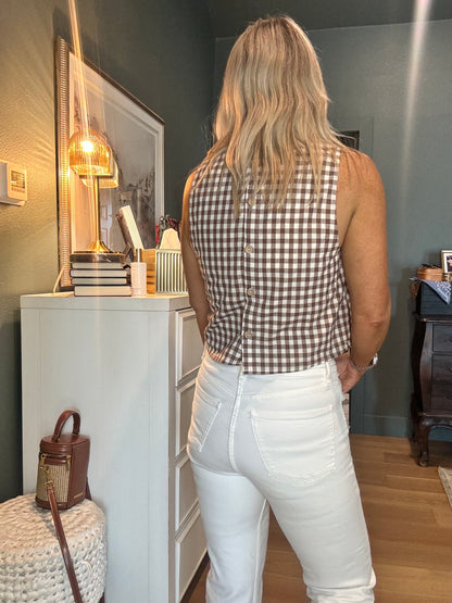 Mocha and Plaid Top- FINAL SALE