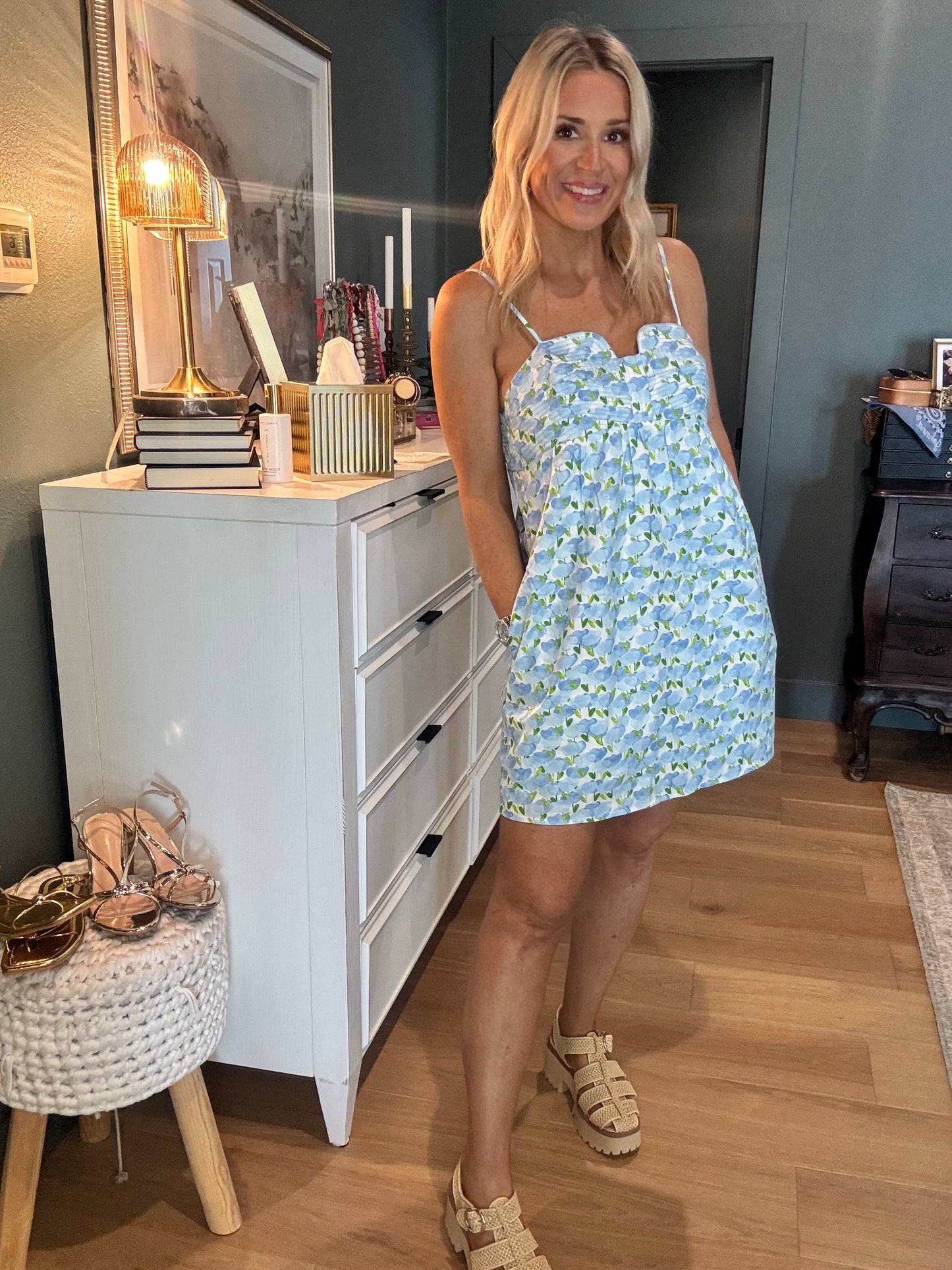 Top Stitch Mini Dress