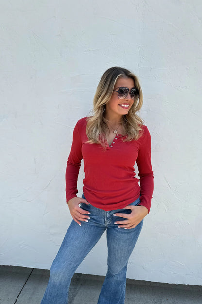 Brooklyn Snap Henley-FINAL SALE