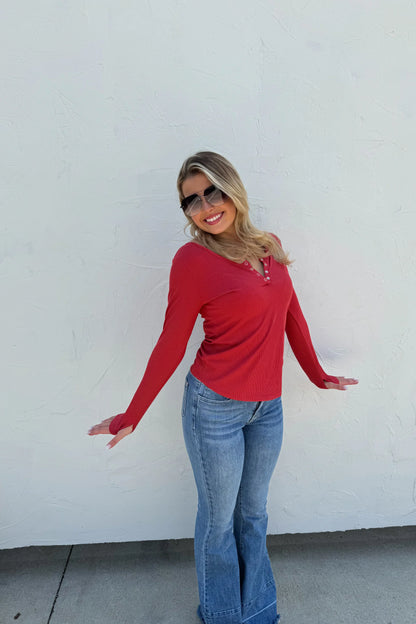 Brooklyn Snap Henley-FINAL SALE
