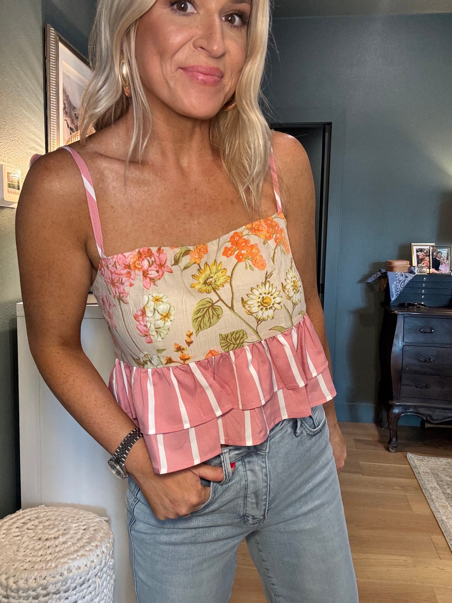 Floral & Stripes Top- FINAL SALE
