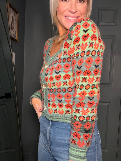 Floral Jacquard Cardigan