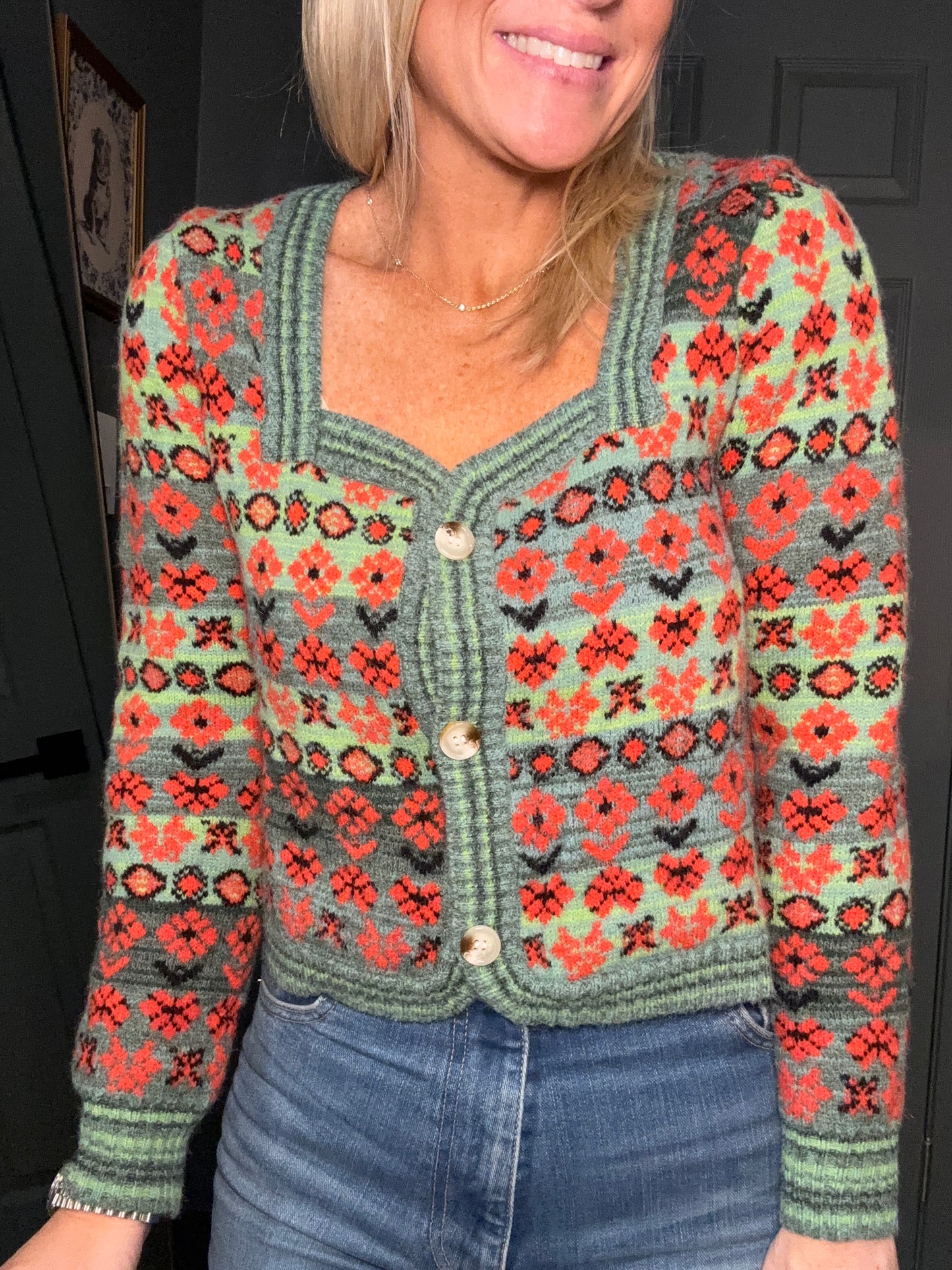 Floral Jacquard Cardigan