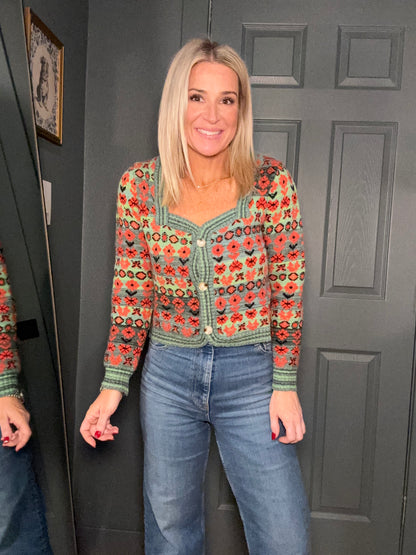 Floral Jacquard Cardigan