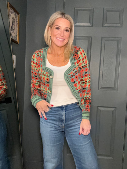 Floral Jacquard Cardigan