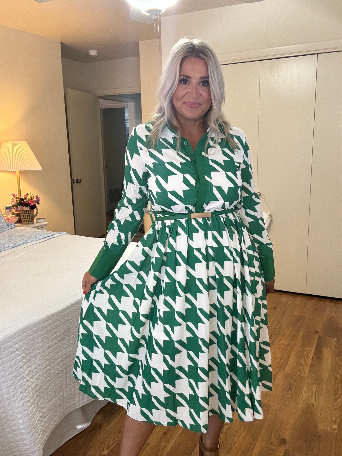 Houndstooth Midi Dress- FINAL SALE