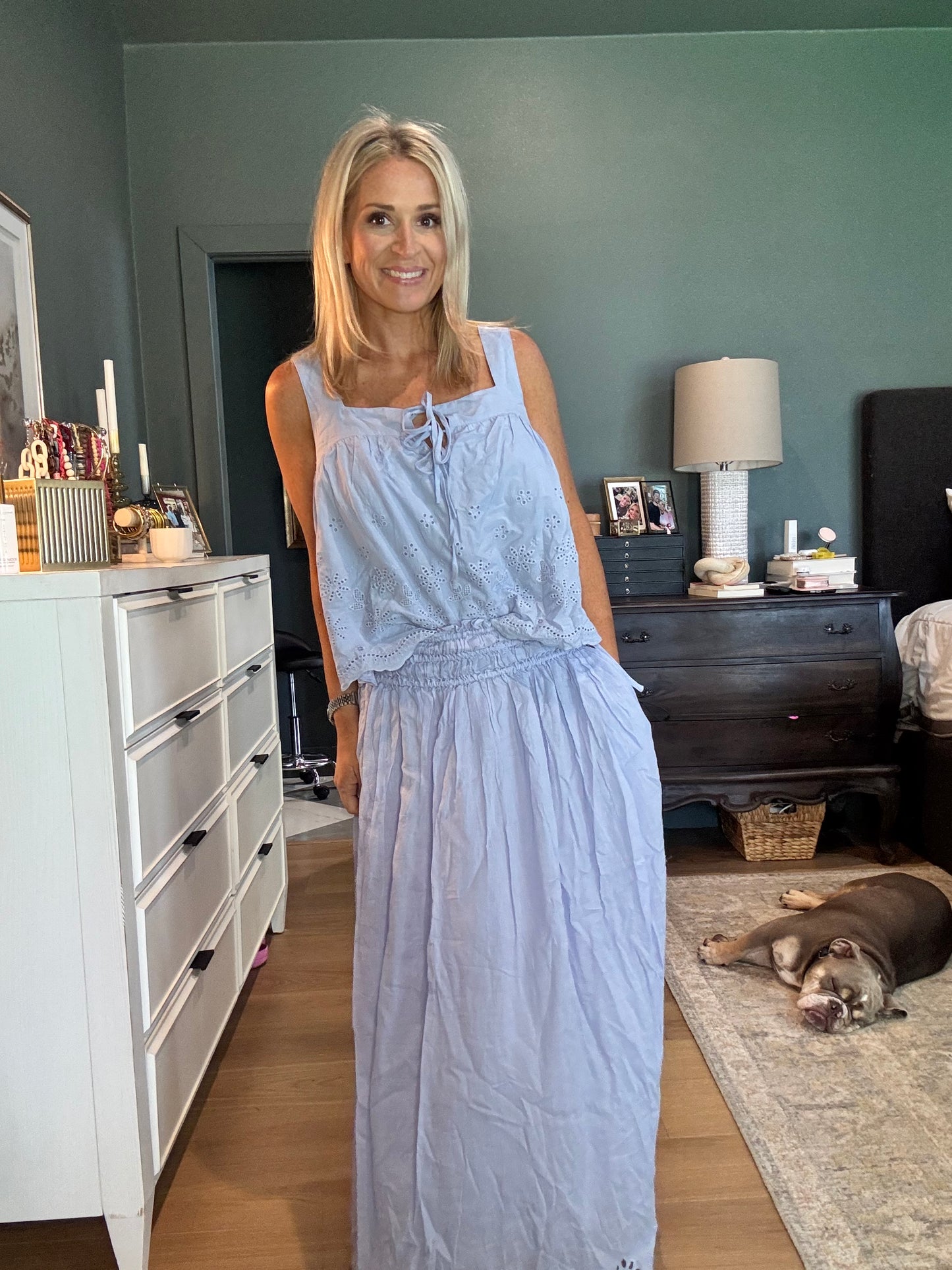 Eyelet Lace Midi Skirt- FINAL SALE