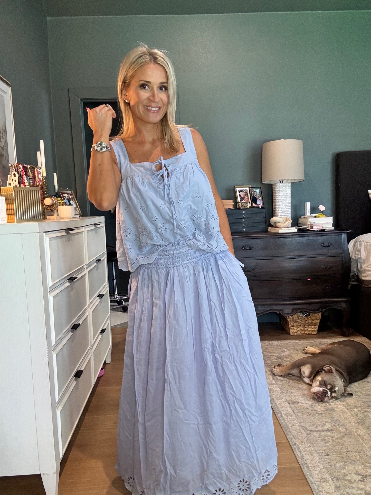 Eyelet Lace Midi Skirt- FINAL SALE
