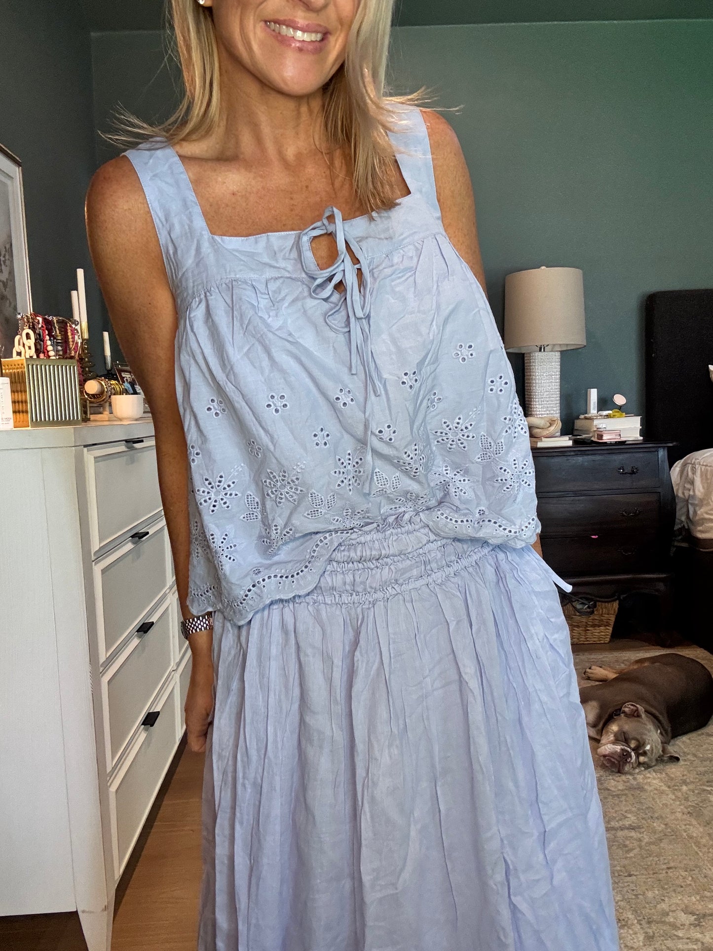 Eyelet Lace Midi Skirt- FINAL SALE