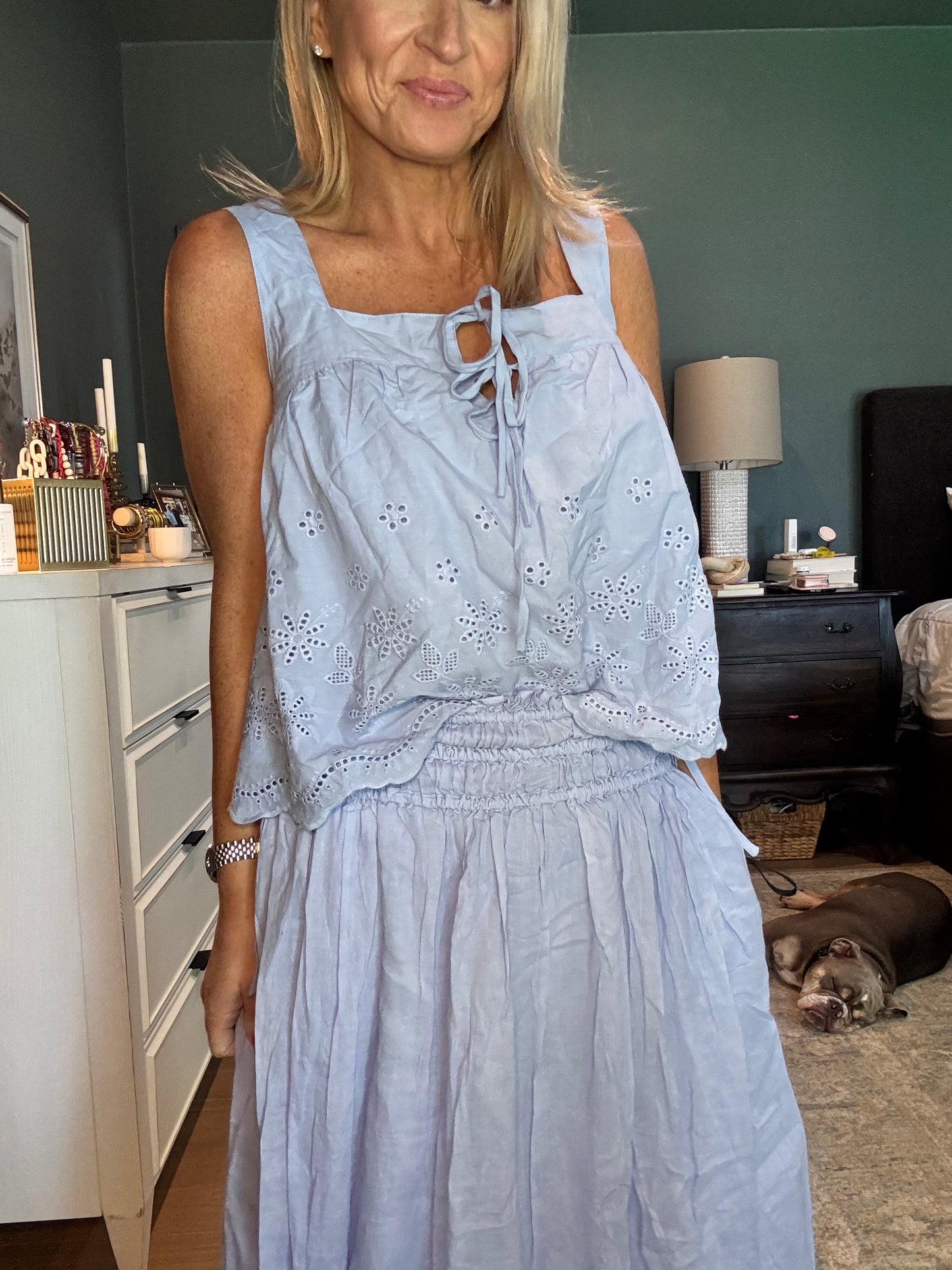Eyelet Lace Midi Skirt- FINAL SALE