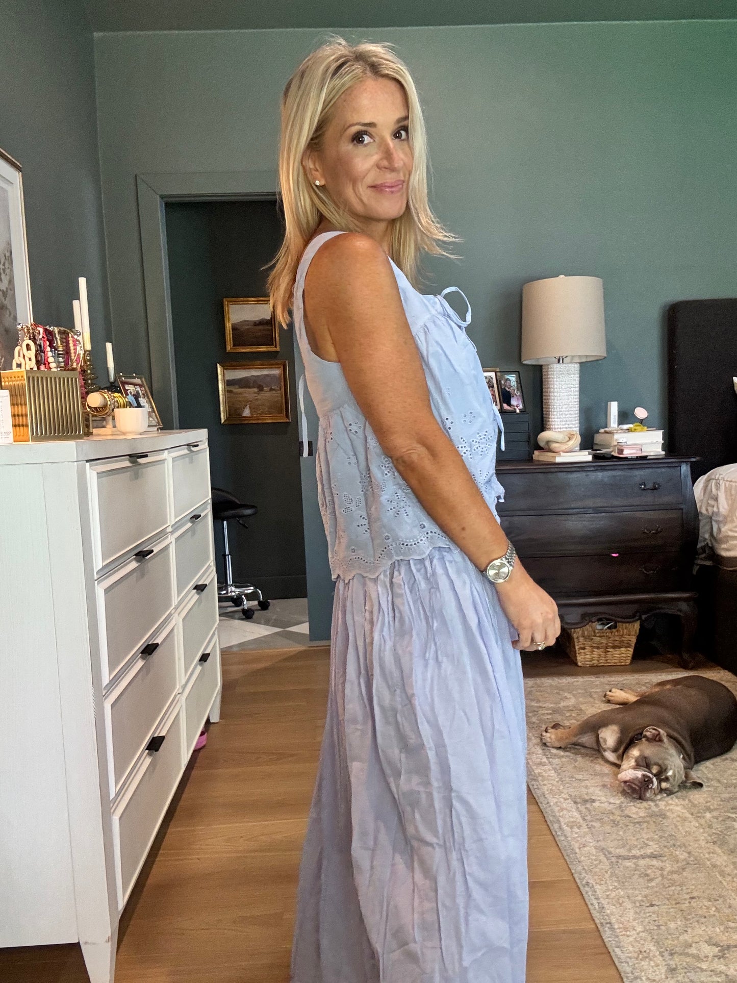 Eyelet Lace Midi Skirt- FINAL SALE