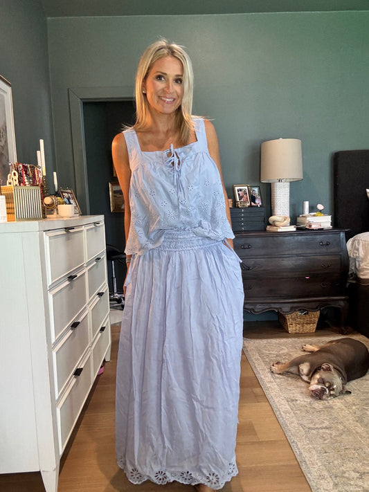 Eyelet Lace Midi Skirt- FINAL SALE