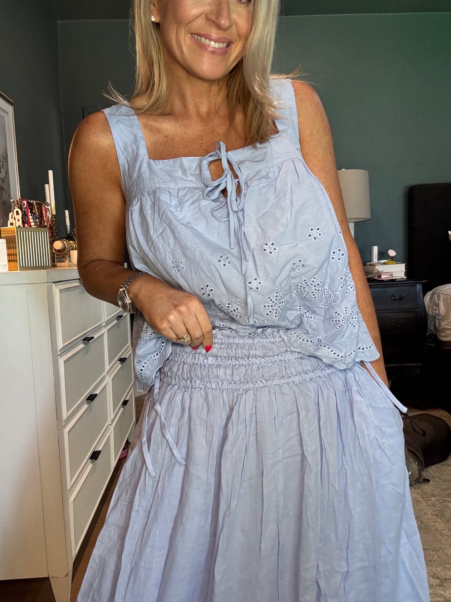 Eyelet Lace Midi Skirt- FINAL SALE
