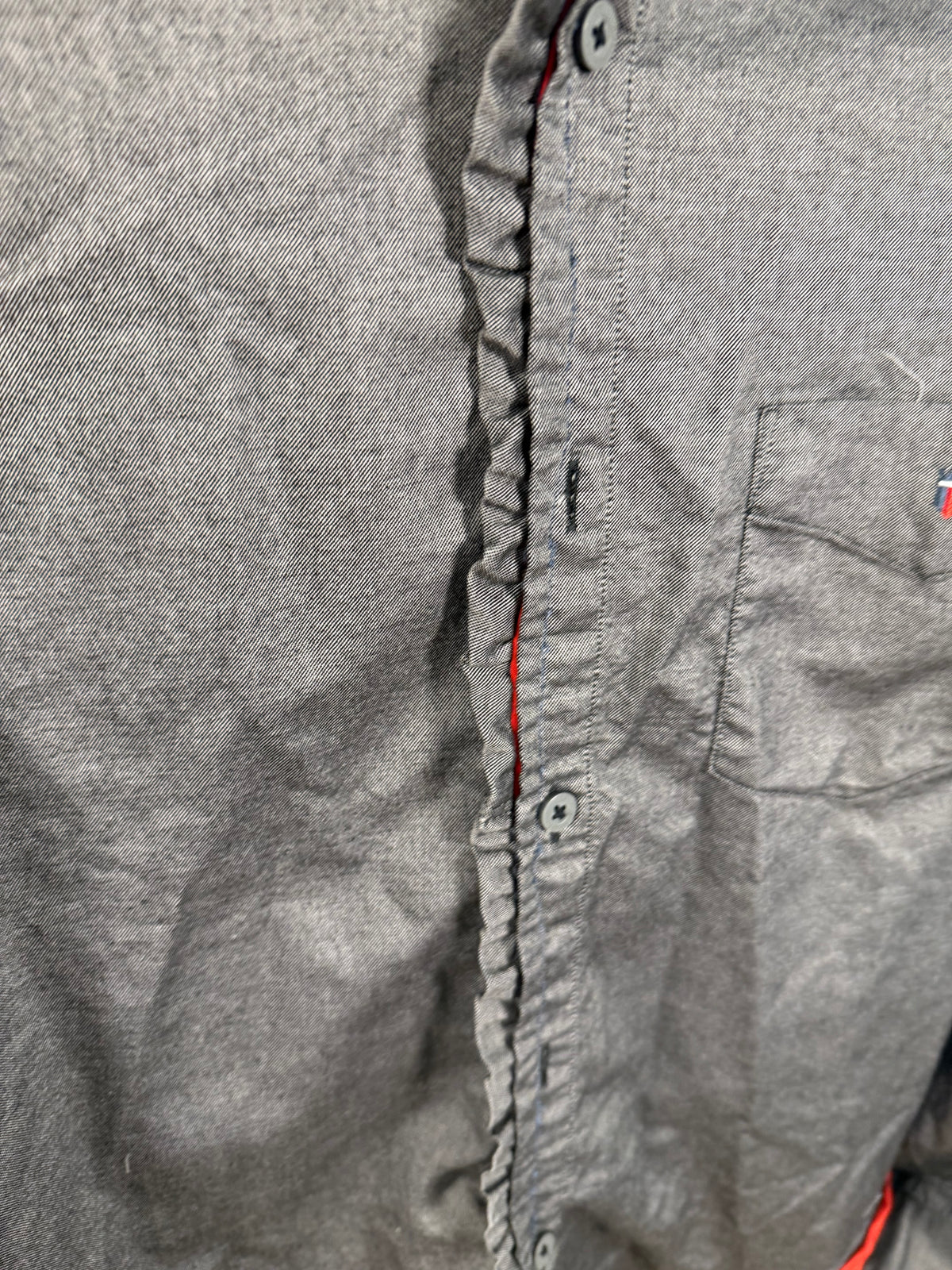 Charcoal & Red Ruffle- S