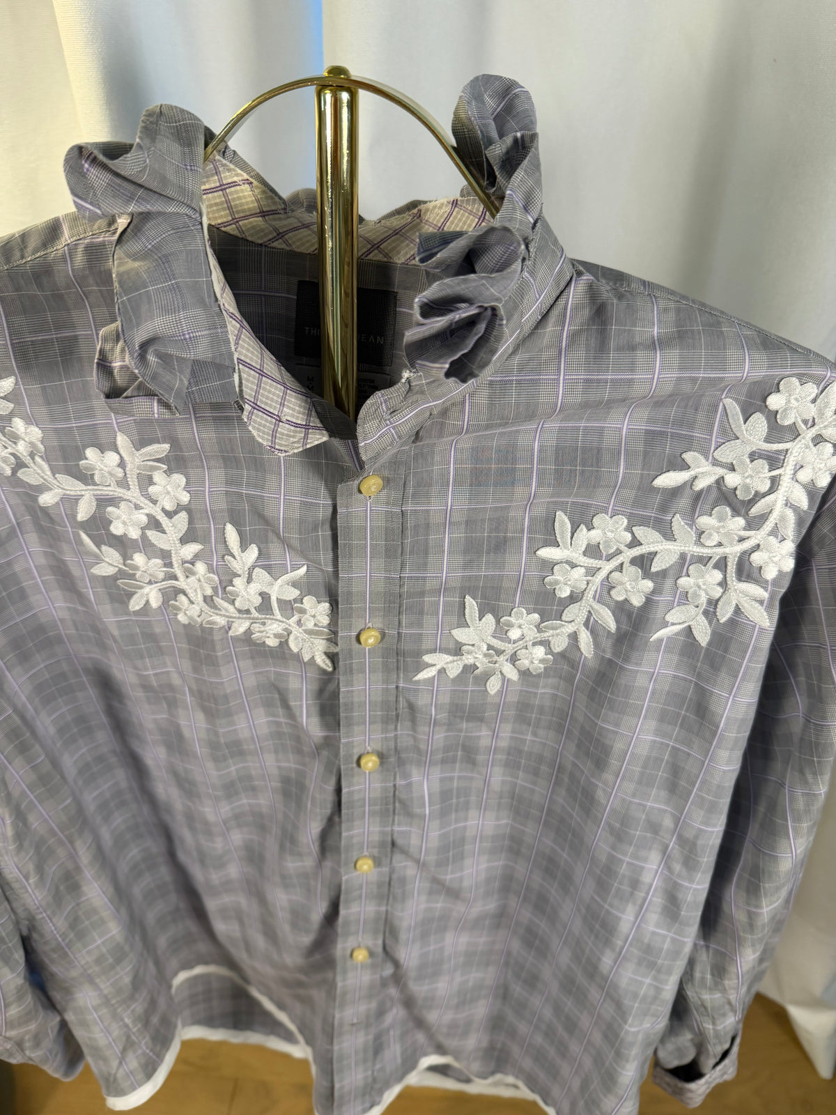 Embroidered Plaid Ruffle- M/L