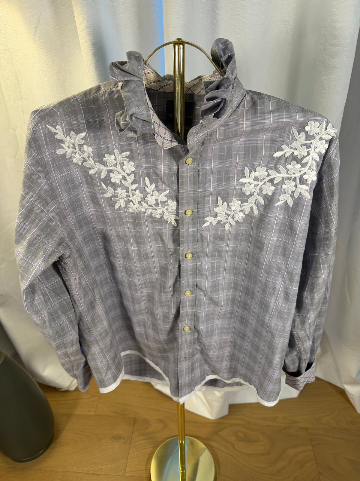 Embroidered Plaid Ruffle- M/L