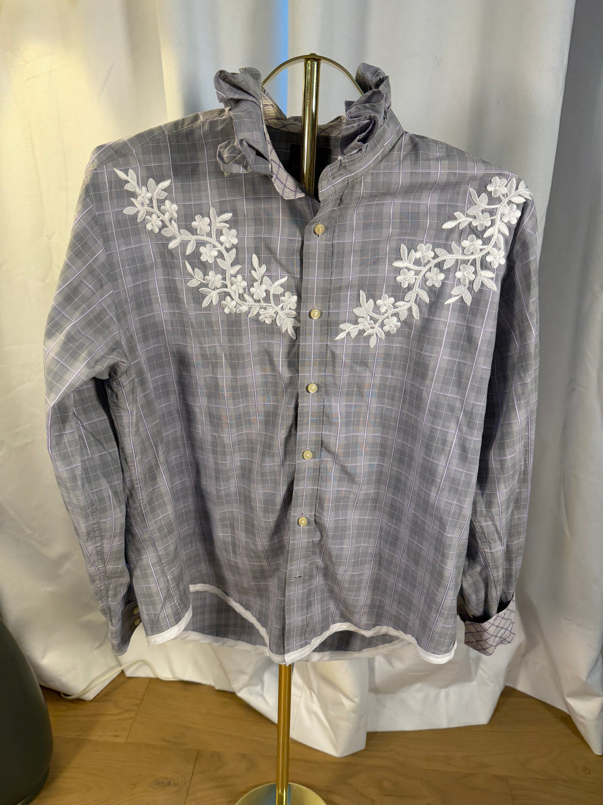 Embroidered Plaid Ruffle- M/L