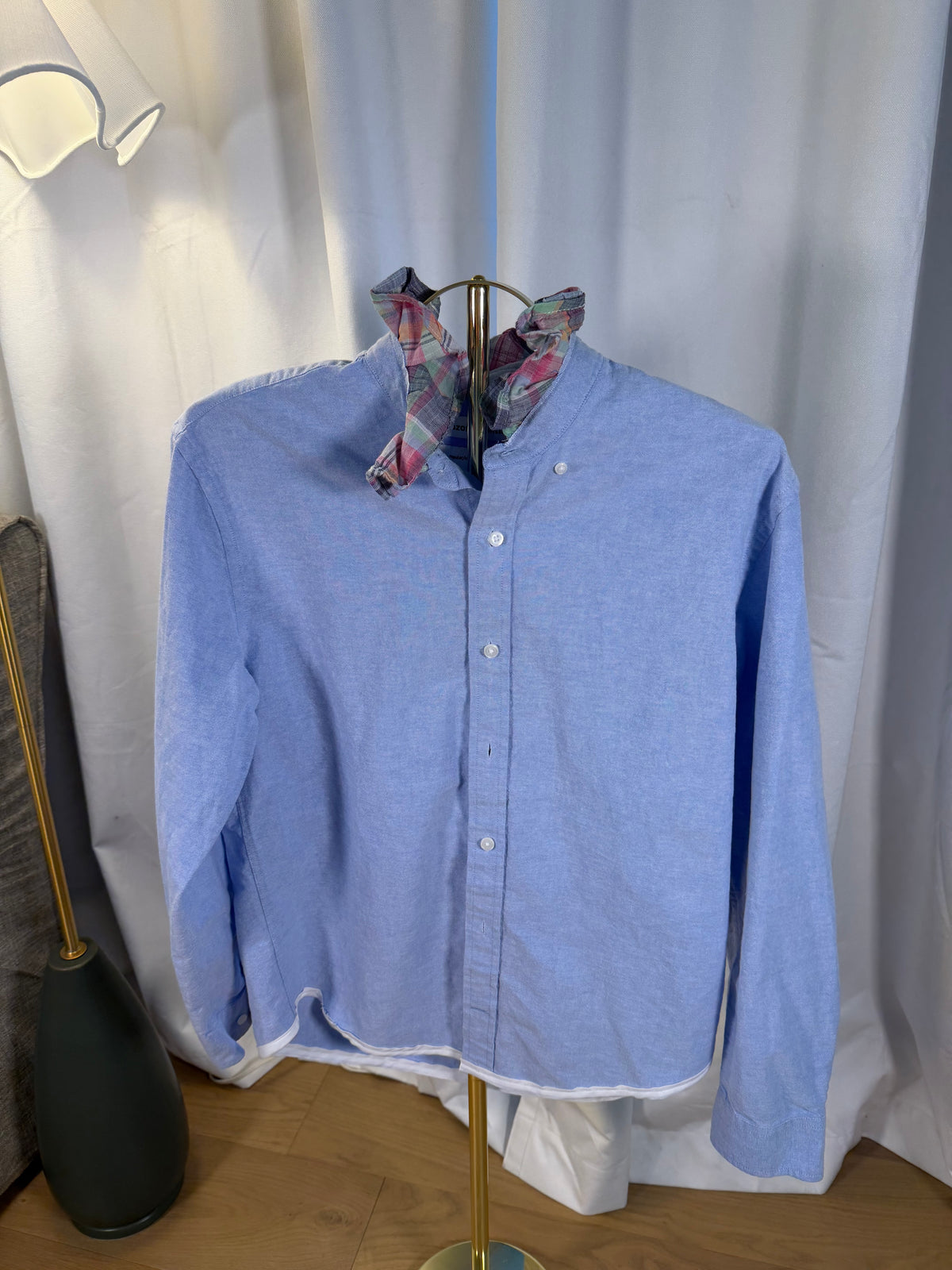 Chambray & Plaid Ruffle-M