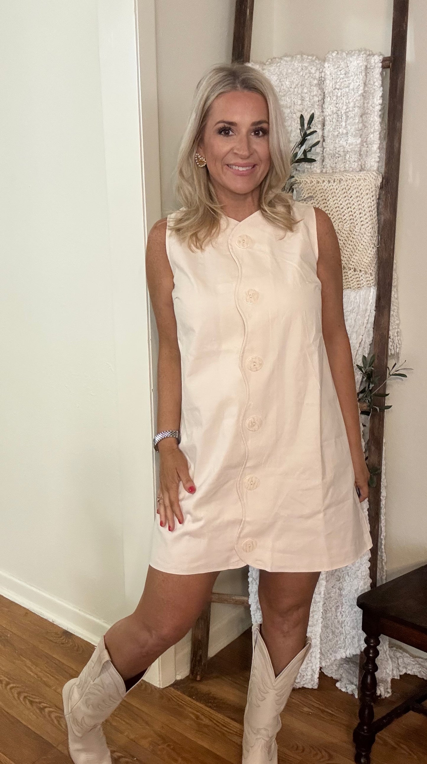 Wavy Trim Dress- FINAL SALE