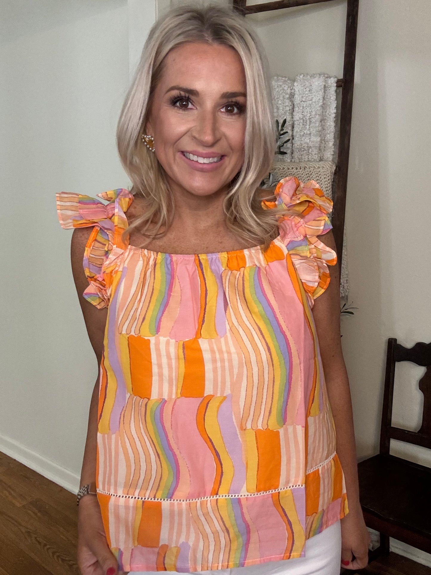 Waves Ruffled Top- FINAL SALE