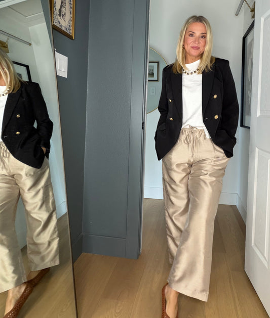 Taffeta Cropped Cargo Pants