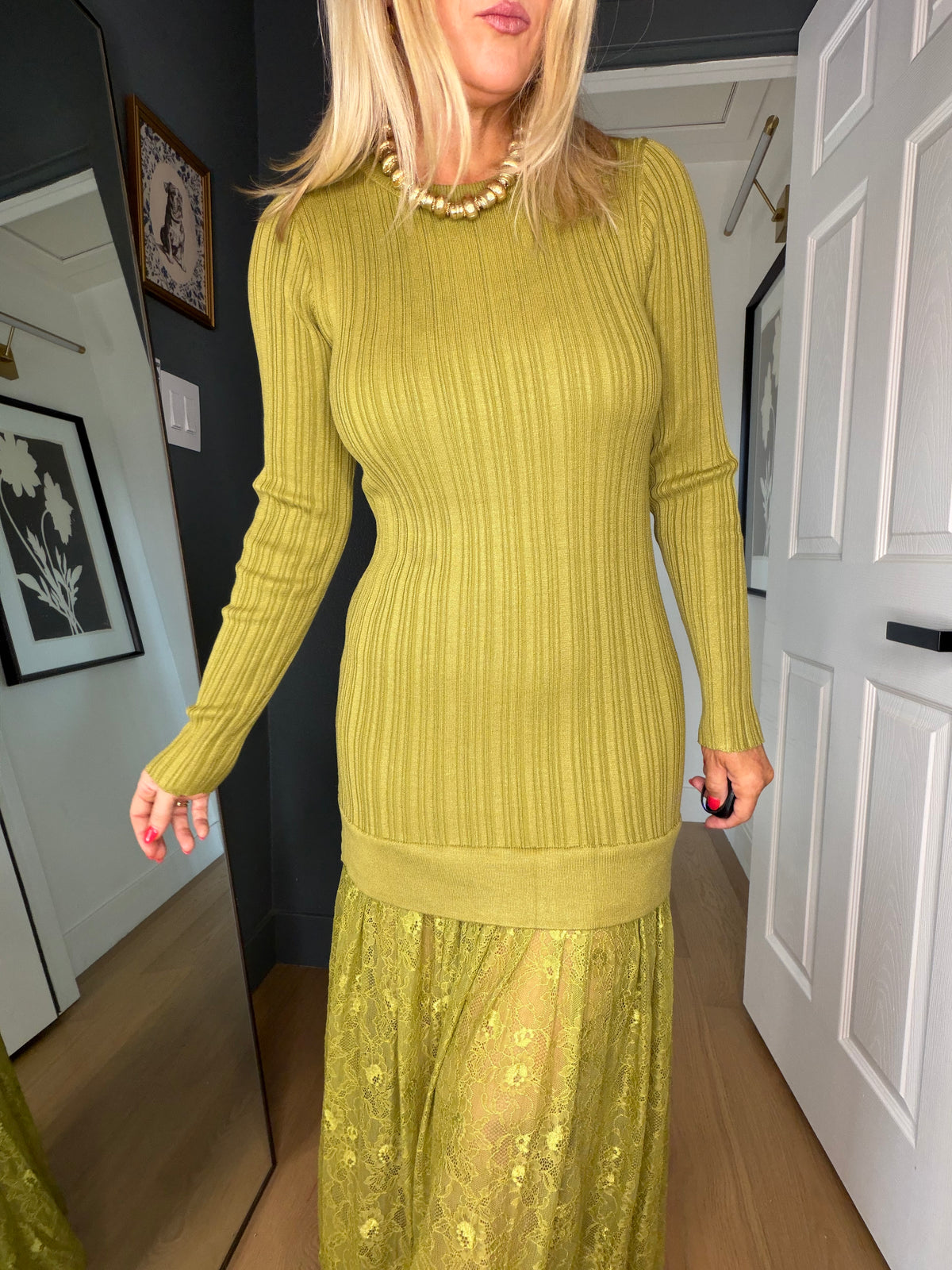Olive Combo Maxi Dress