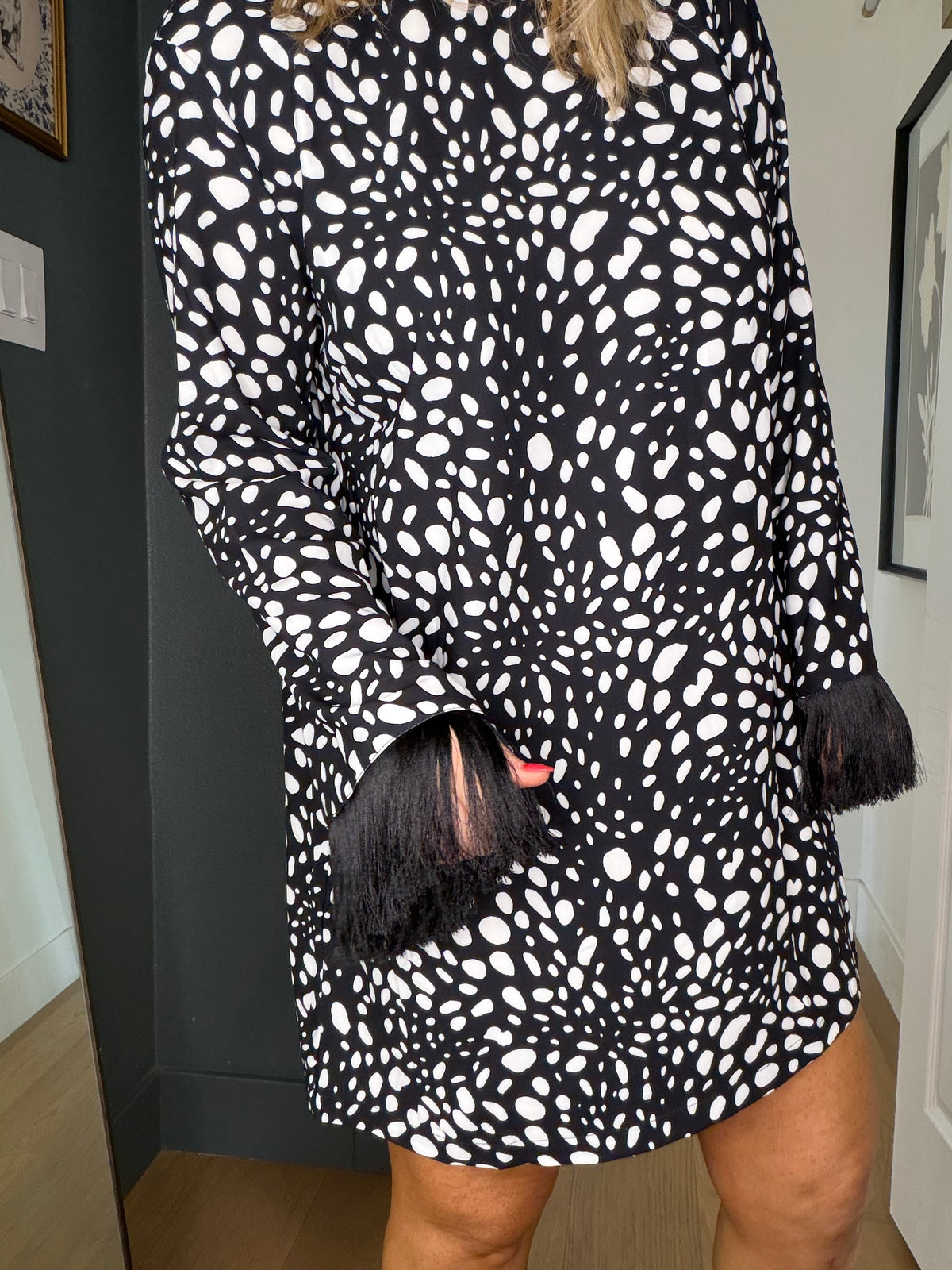 Spotted Fringe Mini Dress