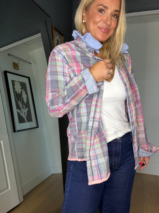 Pink Plaid Ruffle- M