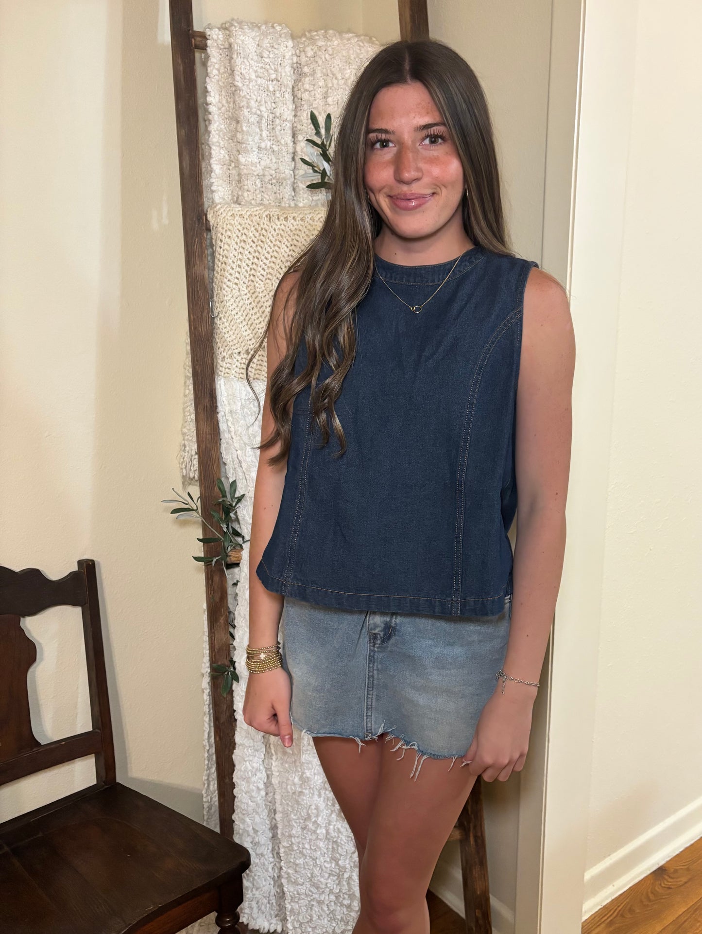 Luna Denim Top- FINAL SALE