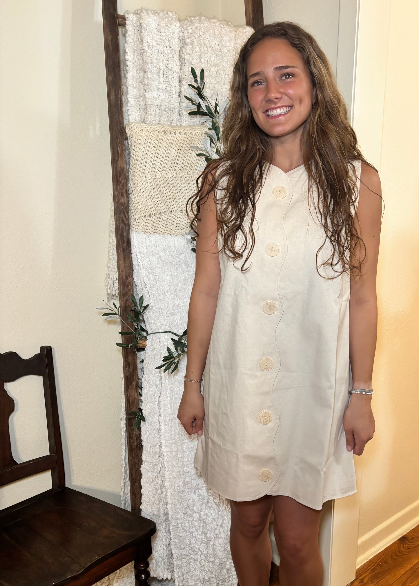 Wavy Trim Dress- FINAL SALE