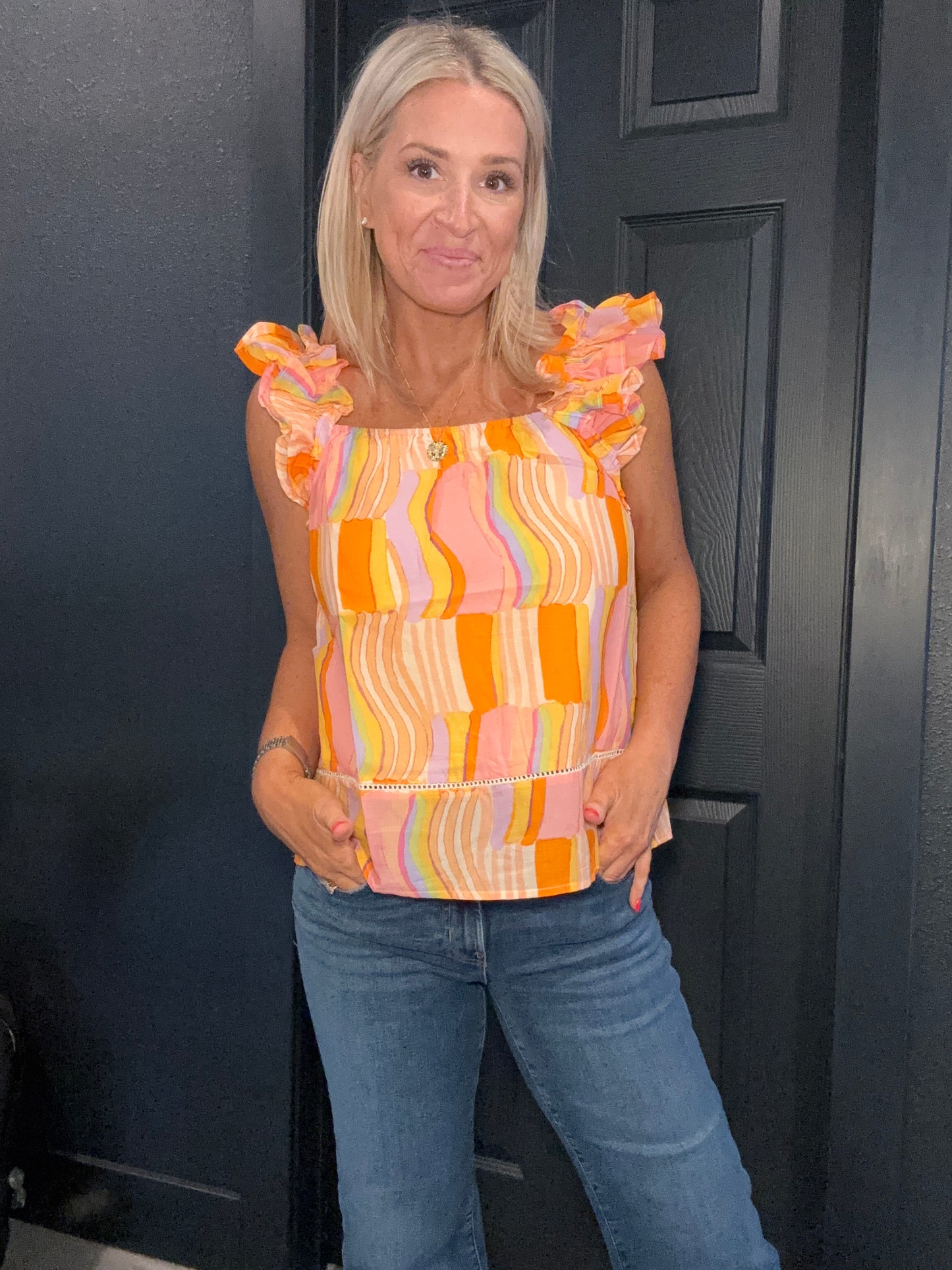 Waves Ruffled Top- FINAL SALE