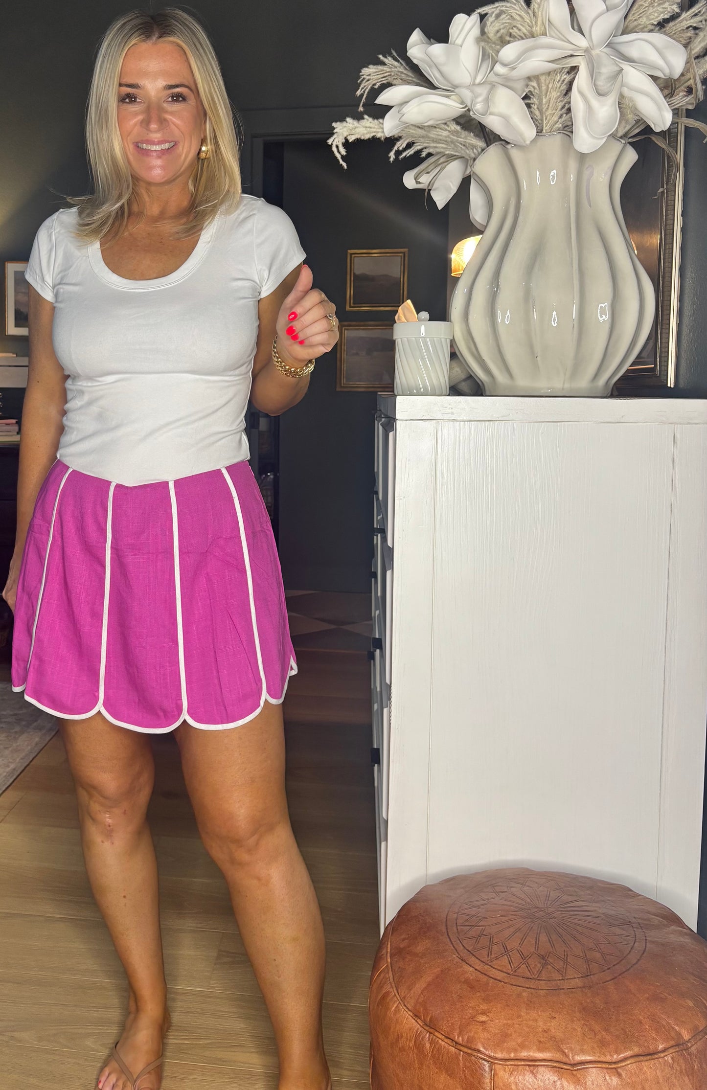 Shell Panel Linen Skort