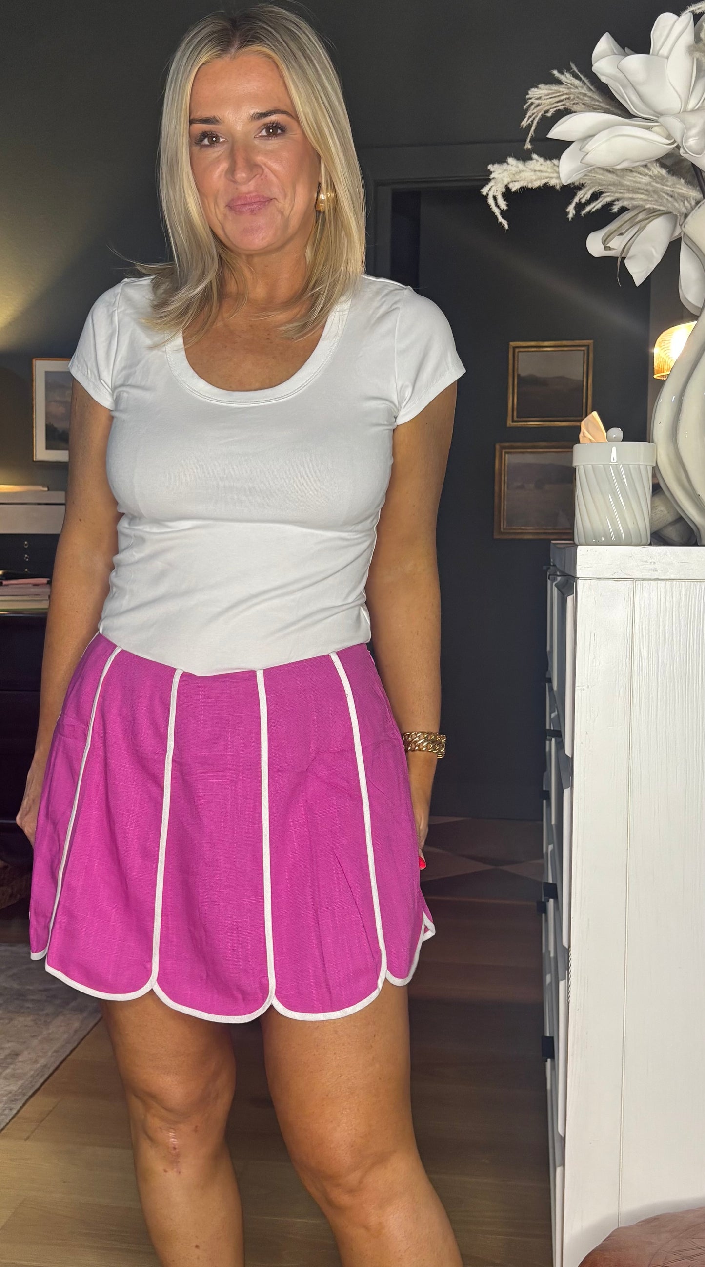 Shell Panel Linen Skort
