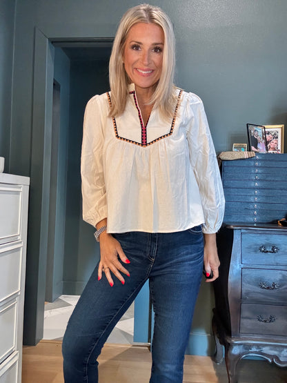 Faith Embroidered Blouse- FINAL SALE