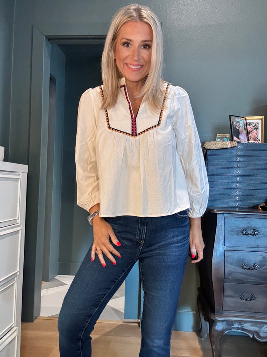 Faith Embroidered Blouse- FINAL SALE