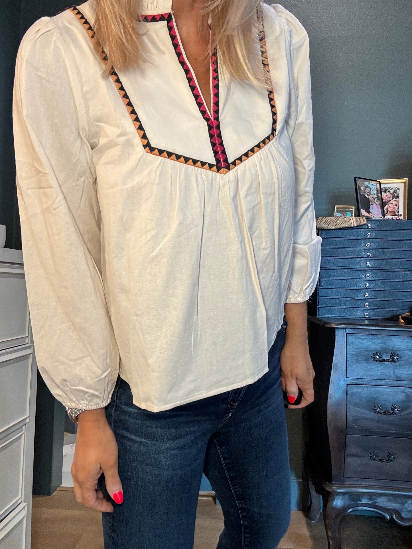 Faith Embroidered Blouse- FINAL SALE