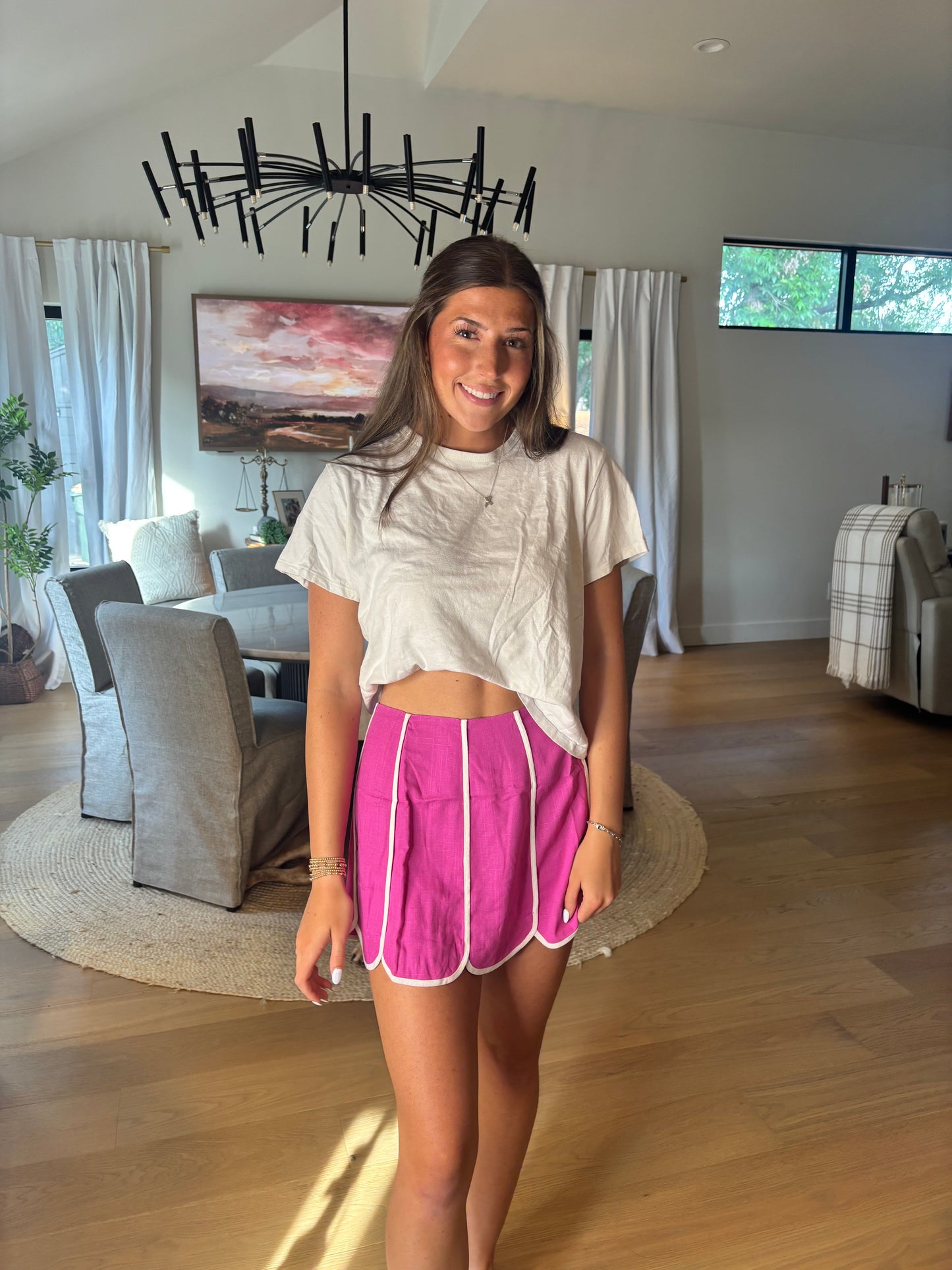 Shell Panel Linen Skort