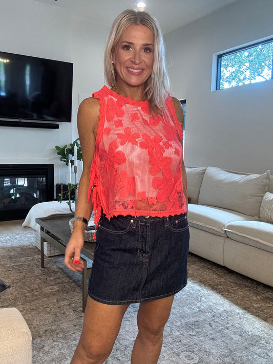 Floral Side Tie Top