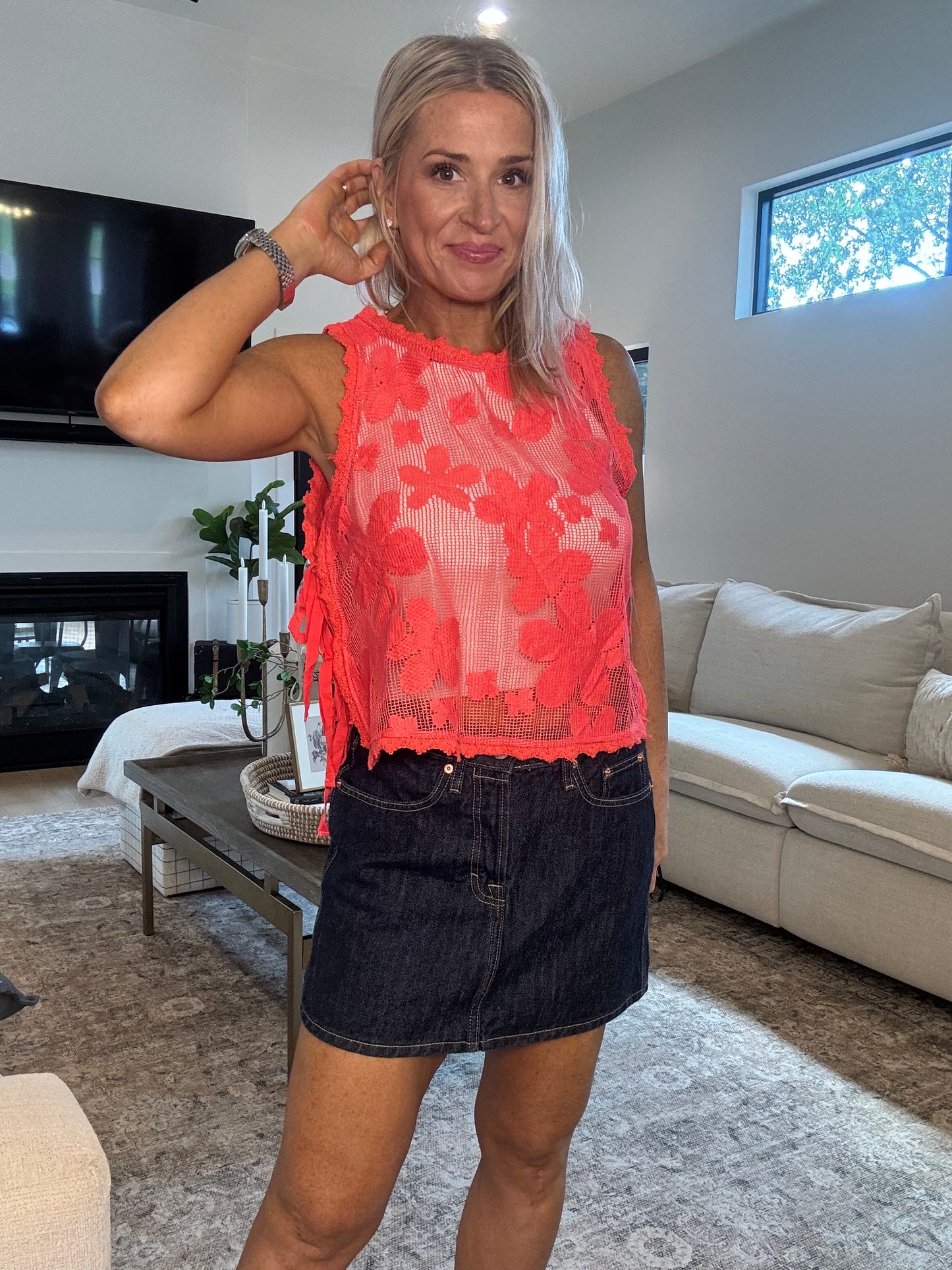 Floral Side Tie Top